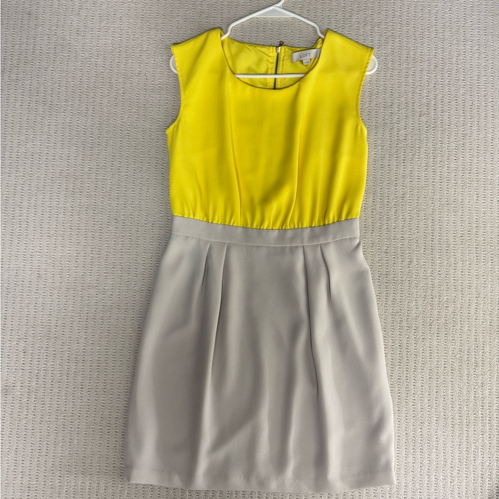 LOFT Yellow and khaki color block Mini Dress